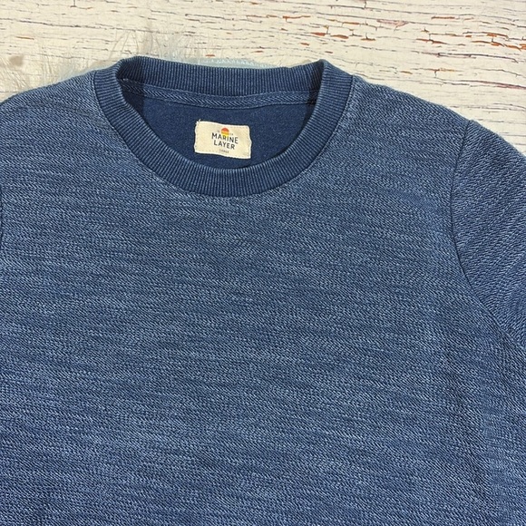 Marine Layer Blue Daria Textured Crewneck Sweatshirt - Picture 7 of 9